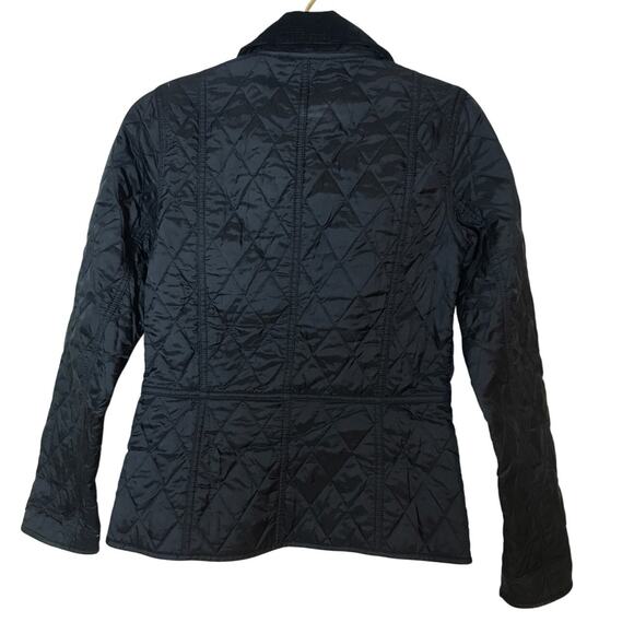 Barbour Black Quilted Jacket with Green Lining - Picture 6 of 9